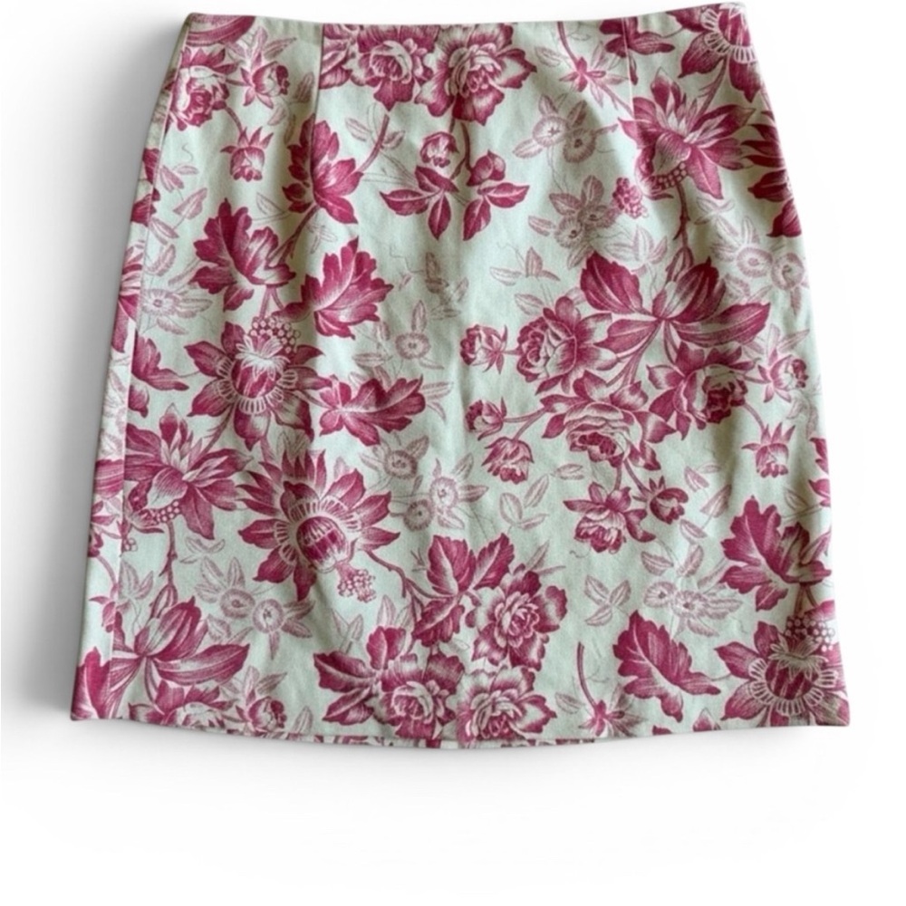 J. Crew Vintage Mini Skirt Pink Floral Linen Preppy Style Coastal Work Spring 8